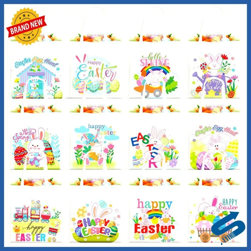 Canvas Tote Bags Reusable Easter Party Favors Spring Gift Set of 12